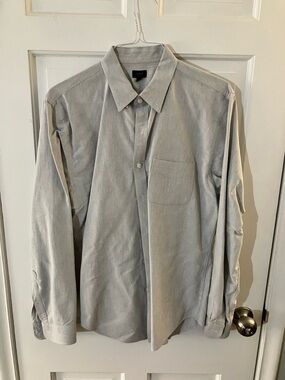 J. Crew Men's Light Gray Button-Down Oxford Shirt